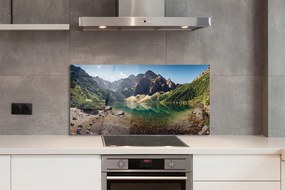 Panel szklany do Kuchni Szczyty Gór nad Lustrem Wody