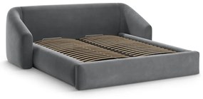 Szare tapicerowane łóżko dwuosobowe ze schowkiem ze stelażem 140x200 cm Campi – Cosmopolitan Design