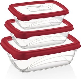 Zestaw 3 pojemników do przechowywania Bio Saver Czerwony