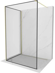 Mexen Kioto ścianka prysznicowa Walk-in 140 x 120 cm, czarny wzór, złota szczotkowana - 800-140-212-55-70-120