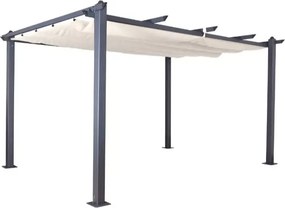 Pawilon ogrodowy Desire 3x4 m – nowoczesna altana tarasowa z aluminiową ramą i rozsuwanym dachem w kolorze ecru