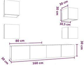 Wisząca modułowa meblościanka w kolorze beton Torno