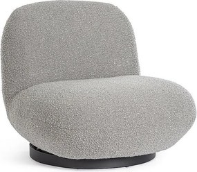 Fotel obrotowy w szarej tkaninie z efektem bouclé - MARGOT