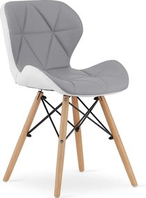 Krzesło Valora WAKO ze skóry ekologicznej, szaro-białe, nowoczesny design