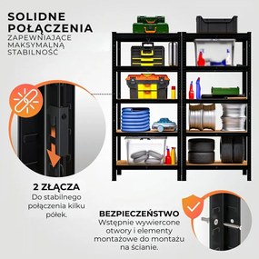 Regał o dużej nośności HEAVY, maks. 875kg, 90x40x180cm, czarny Jurhan