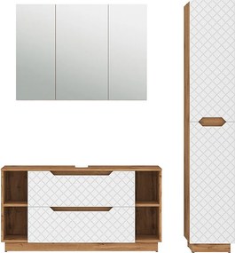 Zestaw mebli łazienkowych dąb/biały ze strukturą płytek 119.2x35x62.5 lotta