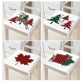 Poduszki na krzesła ze świątecznym motywem zestaw 4 szt. 40x40 cm Tartan – Mila Home