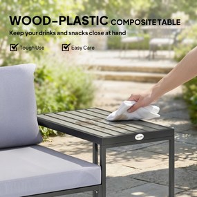 Outsunny 3-częściowy zestaw mebli balkonowych: 2 fotele ze stolikiem, zdejmowane poduszki na siedzisko i oparcie, oddychające pokrowce, szary | Aosom PL