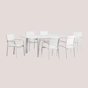 Zestaw Stołu 180x240-100 Cm Rozkładanego Starmi I 6 Sztaplowanych Krzeseł Ogrodowych Z Aluminium Archer Gardenia Biel - Sklum