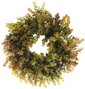 Jesienny wieniec sztuczny Eucalyptus, średnica 30cm, zielono-brązowy