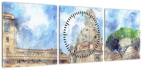 Obraz - Kościół Santa Maria di Loreto, Rzym, Włochy (z zegarem) (90x30 cm)