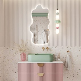 Lustro dekoracyjne w kształcie chmurki oszlifowane podświetlane CLOUD LED | Różne rozmiary : Kolor tafli szkła - Srebrny, Rozmiar - 60 x 80 cm