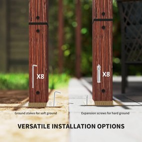 Outsunny Garten-Pergola 3 x 3 m, Regulowane Zadaszenie Tarasu, Rama z Aluminium, Ochrona przed Słońcem UPF30+, Drewno Naturalne