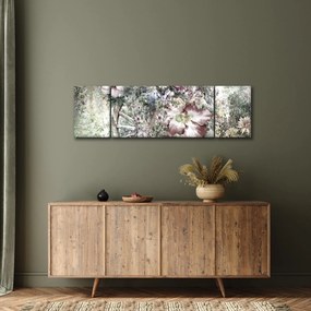Obraz kwiatów na drewnianym kole (170x50 cm)
