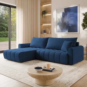 Masseno Narożnik FRIGA z funkcją spania i pojemnikiem na pościel Narozniki L, Rozkładana sofa - Niebieski, ARAGON 79
