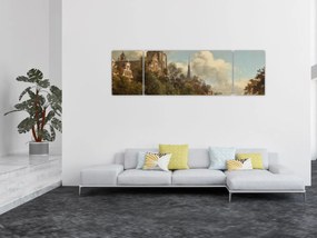 Obraz - Jan van der Heyden, View Down a Dutch Canal, reprodukcje (170x50 cm)