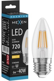 Mexen Vintis żarówka filament LED E27, C35, 6W, Ciepła - 2700K, 720 lm, clear - L154-E27-0627-00