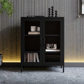 Witryna przeszklona niska czarna: GINA Modern 800 x 1015 x 400 mm