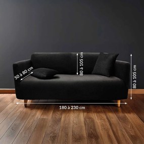 Czarny elastyczny pokrowiec na sofę 3-osobowy Sacha – douceur d'intérieur