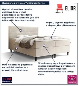 Beżowe łóżko kontynentalne z pojemnikami 6 rozmiarów E4-D25