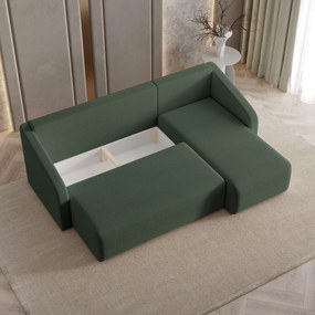 Masseno Narożnik MARELLO z funkcją spania i pojemnikiem na pościel Narozniki L, Rozkładana sofa - Zielony, QUELLE 37