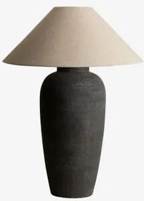 Lampa Stołowa Z Lnu I Włókna Szklanego Selivan Grafitowa Szarość - Sklum