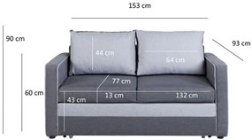 Popielata rozkładana sofa z pojemnikiem - Irlo
