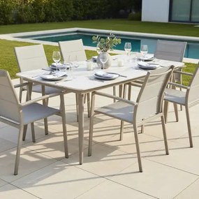 Stół ogrodowy aluminiowy beżowy 180x90 cm Spiek kamienny solidny i trwały