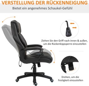 Vinsetto Krzesło biurowe z funkcją masażu, regulowany fotel dyrektorski, ergonomiczny fotel obrotowy, 6 punktów wibracyjnych, Brązowe
