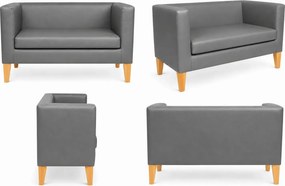 Sofa Monaco : Kolor nogi - Drewno, Kolor tkaniny - EKO-SKÓRA - 23D, Typ tkaniny - Eko-skóra , Wysokość nogi - 20 cm