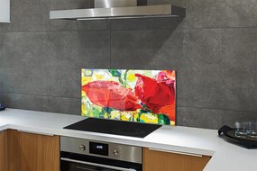 Szklany Panel Bukiet Czerwonych Kwiatów