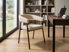 Krzesło do jadalni KATANA z czarnymi nogami, beżowe
