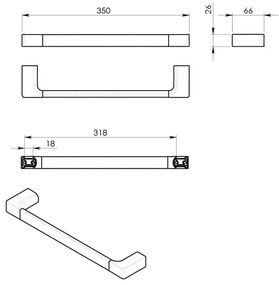 GEDY PI213587 Pirenei uchwyt na ręcznik 35 x 6,6 cm, złoty