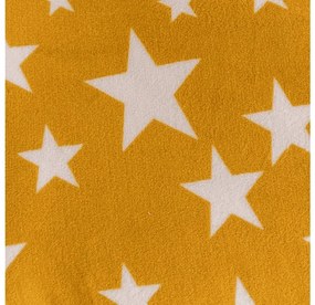PrzytulneMieszkanie.pl PrzytulneMieszkanie.pl PrzytulneMieszkanie.pl Zestaw pościeli z mikropluszu GWIAZDY żółto-pomarańczowe + prześcieradło z mikropluszu SOFT 180x200 cm białe, podwójne łóżko