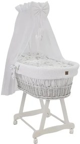 Biały komplet łóżeczko kosz z baldachimem K0-B01