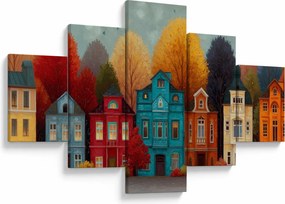 Obraz - Malowane jesienne miasto (125x70 cm)