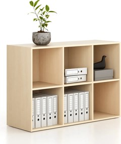 Regał FRAME, niski, 3 kolumny, 881 x 1299 x 450 mm, brzoza