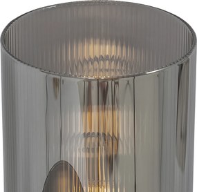 Lampa stołowa art deco czarna z przydymionym szkłem 2-światła - Laura