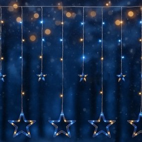 Świąteczna kurtyna 12 gwiazdek, 150LED, biała ciepła i zimna
