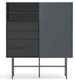 Czarno-antracytowa wysoka komoda z drzwiami przesuwnymi 120x140 cm Nube – Teulat