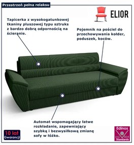 Zielona sztruksowa sofa z funkcją spania N4-C89