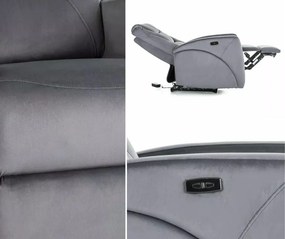 Rozkładany fotel elektryczny z portem USB Kronos Velvet Signal