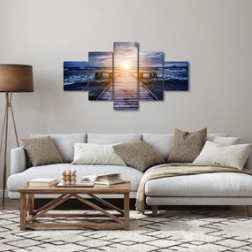 Obraz molo ze słońcem (125x70 cm)