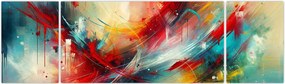 Obraz – Abstrakcja z czerwienią (170x50 cm)