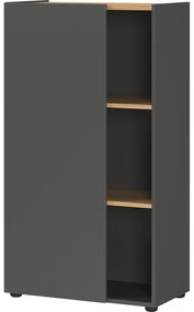Antracytowy regał w dekorze dębu 61x110x34 cm Adrano – Germania