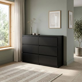 Komoda NUDO 120 cm do Salonu Sypialni 6 Szuflad Czarny