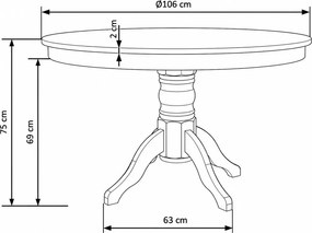 Elegancki okrągły stół Ranflury 106 cm z białym blatem MDF i drewnianą nogą