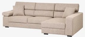Sofa Narożny Prawostronny 3-osobowy Z Regulowanymi Zagłówkami I Wysuwanymi Siedziskami Aramis Bouclé Pszenica Brązowa - Sklum
