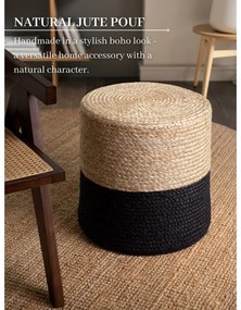 Czarno-naturalny puf Juta Gold Black – Hanse Home