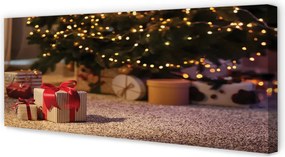 Obraz drukowany na płótnie Prezenty i Choinka